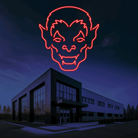 An animation of a vampire pulling energy from a building