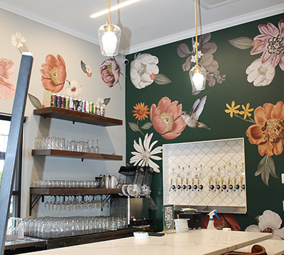 Pendant lamps over a beautiful new bar