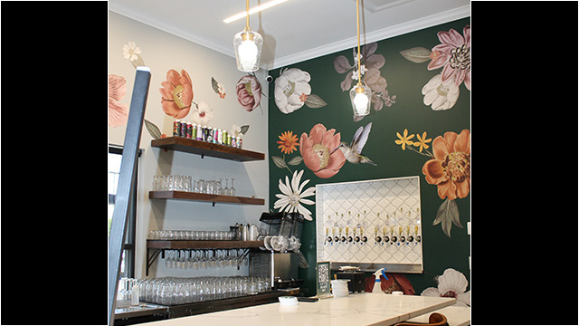 Pendant lamps over a beautiful new bar
