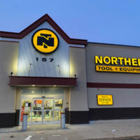 Exterior of Northern Tool in the early evening