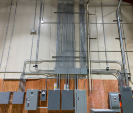 Electrical panels and organized wiring at Northern Tool