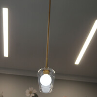 Recessed lighting and hanging light fixture at Phase 3 Brewing