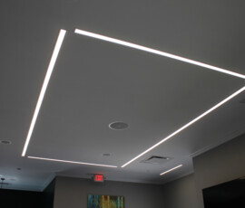 Recessed lighting at Phase 3 Brewing